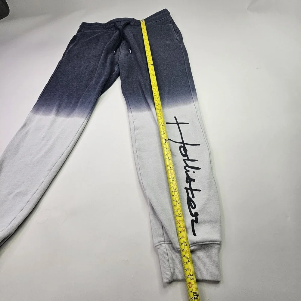 HOLLISTER Must-Have Collection Joggers M Gray White Ombre Dip Dye Logo Graphic